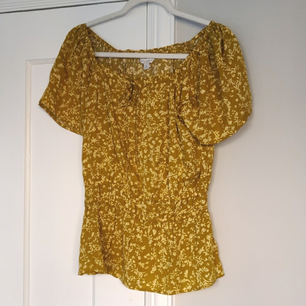 🔥Lucky Brand Mustard Peasant Blouse 🔥| S - Picture 1 of 10